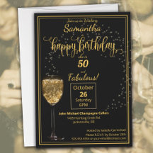 50 and Fabulous Black and Gold Birthday Party