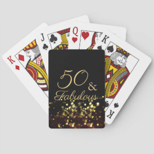 50 and Fabulous Black and Gold Birthday Playing Cards