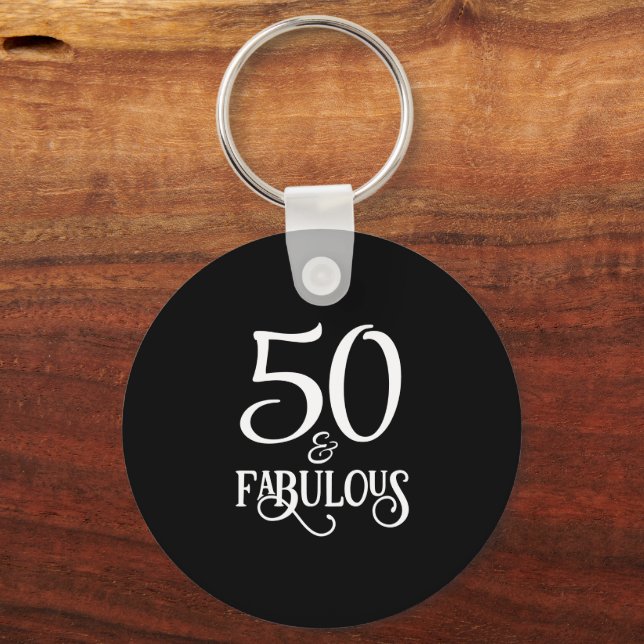 50 and Fabulous Black and Gold Keychain (Front)