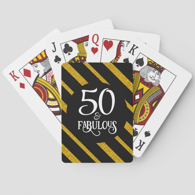 50 and Fabulous Black and Gold Playing Cards (Back)