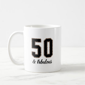 50 and Fabulous Black and Leopard Print Coffee Mug