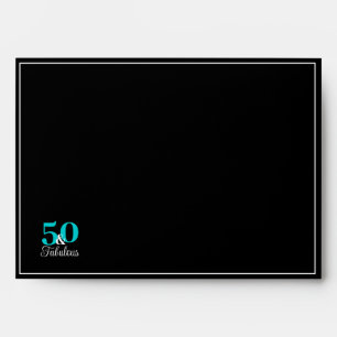 50 and Fabulous Black and Turquoise Blue Envelope