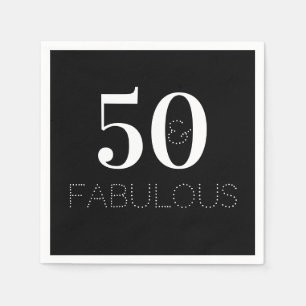 50 and fabulous Black and White Birthday Party Napkin