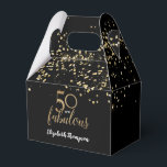 50 and fabulous Black gold confetti 50th Birthday  Favor Box<br><div class="desc">Introducing our "Gold, Black, and White Confetti 50 and Fabulous 50th Birthday Favour Box" – a stunning addition to any milestone birthday celebration. Inspired by the elegance of the "golden" birthday milestone, this favour box features a sophisticated confetti theme in gold, black, and white, adding a touch of glamour to...</div>