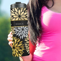 50 and Fabulous Black Gold Silver Dahlia Pattern