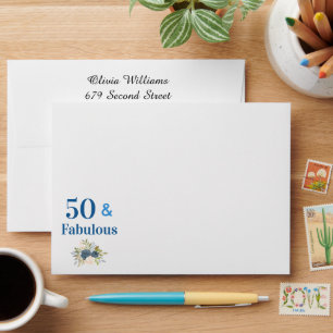 50 and Fabulous Blue 50th Birthday Envelope