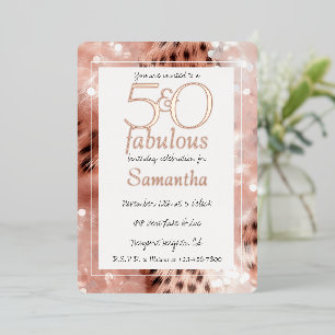 50 and Fabulous Blush Rose Gold Leopard Birthday