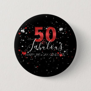 50 and Fabulous   Casino Vegas Birthday 2 Inch Round Button