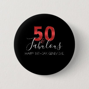 50 and Fabulous   Casino Vegas Birthday 2 Inch Round Button