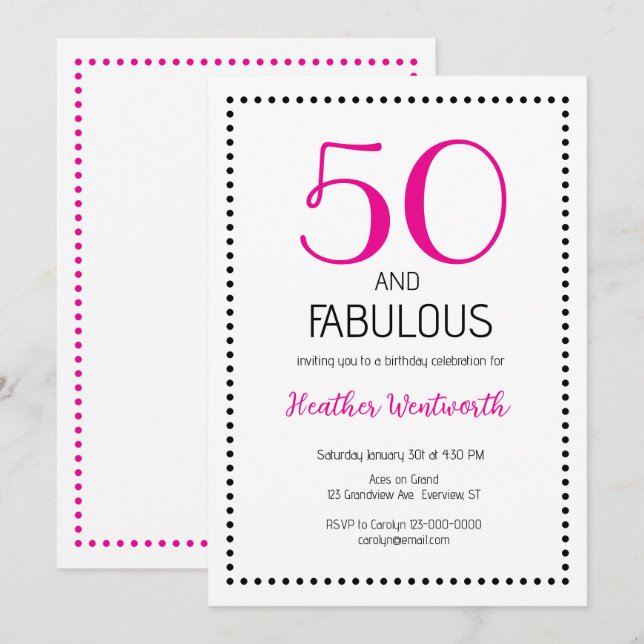  50 and Fabulous Charming 50th Birthday Invitation (Front/Back)