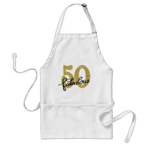 50 and Fabulous   Classy Gold Black and White Standard Apron