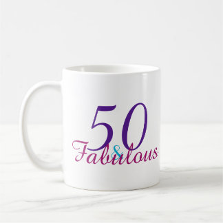 50 and Fabulous Colourful Birthday Gift Coffee Mug