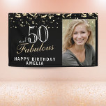 50 and Fabulous Confetti Black 50th Birthday Photo Banner<br><div class="desc">50 and Fabulous Confetti Black 50th Birthday Photo Banner. Great sign for the 50th birthday party with a custom photo, inspirational and funny quote 50 and fabulous and text in trendy script with a name. Personalize the sign with your photo, your name and the age, and make your own fun...</div>