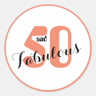 50 and Fabulous Coral 50th Birthday Envelope Classic Round Sticker