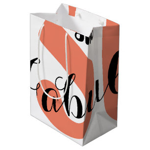 50 and Fabulous Coral Bold 50th Birthday Party Medium Gift Bag