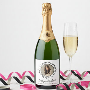 50 and Fabulous Custom Photo 50th Birthday Party Sparkling Wine Label