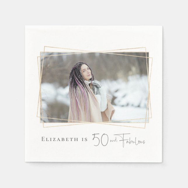 50 and Fabulous Custom Photo Napkins (Front)