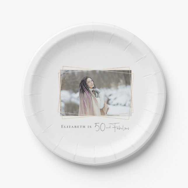50 and Fabulous Custom Photo Paper Plate (Front)