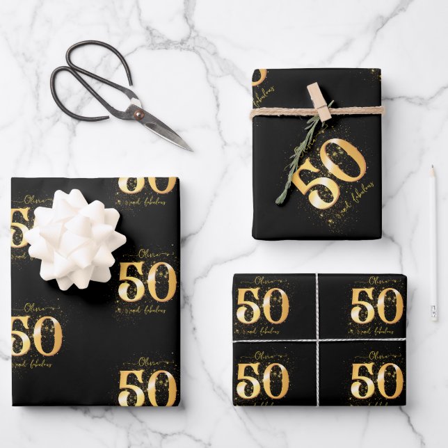 50 and Fabulous Custom Wrapping Paper (Front)