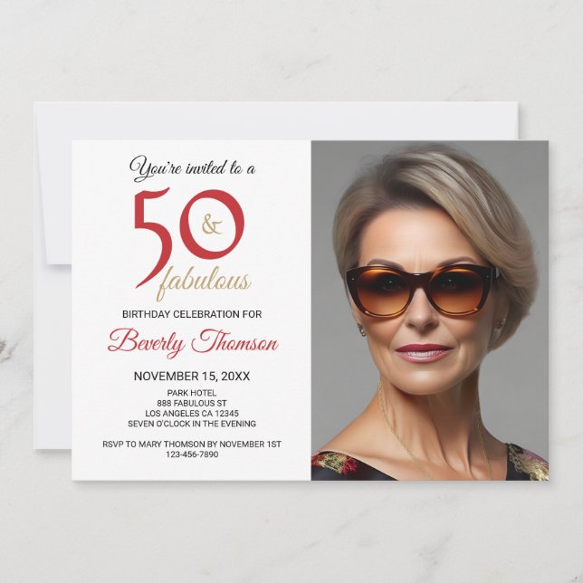 50 and Fabulous Customizable Invitation (Front)