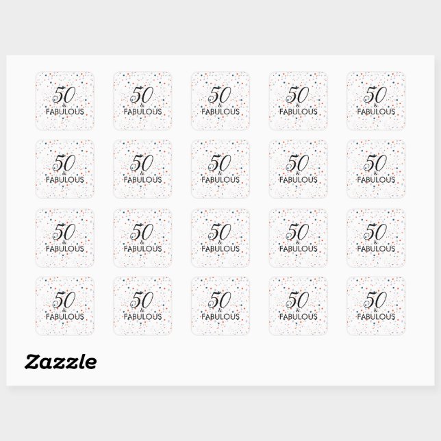 50 And Fabulous Customize Birthday Party   Square Sticker (Sheet)