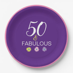 50 and Fabulous Daisy 21, 30 40, 60 age  Paper Plate
