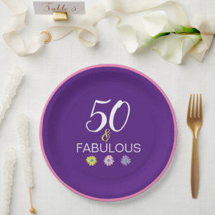 50 and Fabulous Daisy 30 40, 60 age  Paper Plates