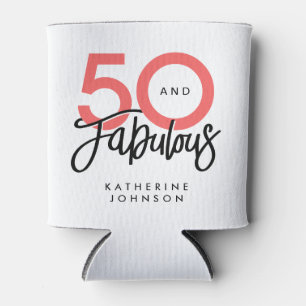 50 and Fabulous Elegant 50th Birthday Can Cooler