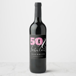 50 And Fabulous Elegant 50th Birthday Party Wine Label