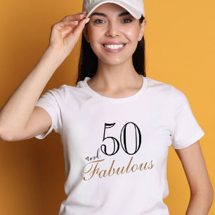 50 and Fabulous Elegant Black Script Birthday T-Shirt