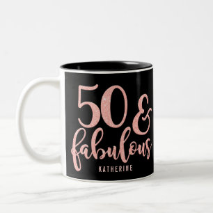 50 And Fabulous Elegant Rose Gold And Black Custom Two-Tone Coffee Mug