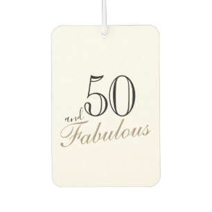 50 and Fabulous Elegant Script Birthday Photo Air Freshener