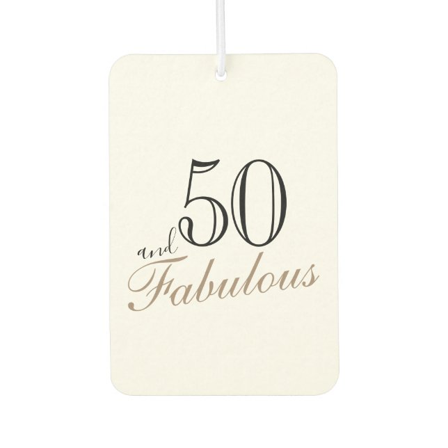 50 and Fabulous Elegant Script Birthday Photo Air Freshener (Front)