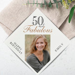 50 and Fabulous Elegant Script Photo 50th Birthday Napkin<br><div class="desc">50 and Fabulous Elegant Script Photo 50th Birthday Napkins. The saying 50 and fabulous is in modern script on a white background. Make your own 50th birthday party paper napkin for her. Customize with the name and age number and insert your photo into the template.</div>