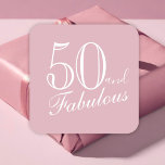 50 and Fabulous Elegant Script Pink 50th Birthday Square Sticker<br><div class="desc">50 and Fabulous Elegant Script Pink 50th Birthday Sticker. Modern white script on a blush pink background.</div>