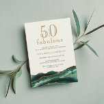 50 and Fabulous Emerald Green Agate 50th Birthday  Invitation<br><div class="desc">This elegant 50 and Fabulous invitation is perfect for those who want to celebrate their 50th birthday in style. The design features emerald green agate slices and a faux gold glitter borders, with modern script typography adding a sophisticated touch. It can be downloaded as a digital invitation card and can...</div>