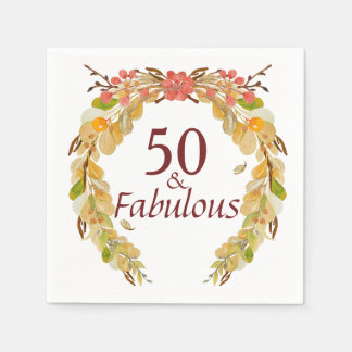 50 and Fabulous Fall burgundy Napkin