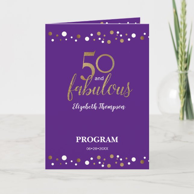 50 and fabulous fiftieth Birthday Purple Program (Front)
