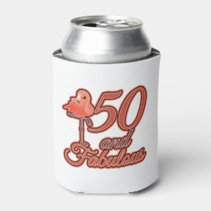 50 and Fabulous Flamingo Theme Birthday Party Can Cooler