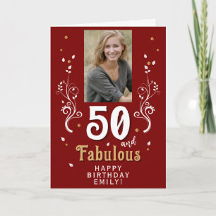 50 and Fabulous Foliage 50th Birthday Photo Card