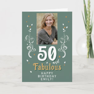 50 and Fabulous Foliage 50th Birthday Photo Card