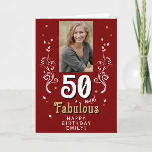 50 and Fabulous Foliage 50th Birthday Photo Card