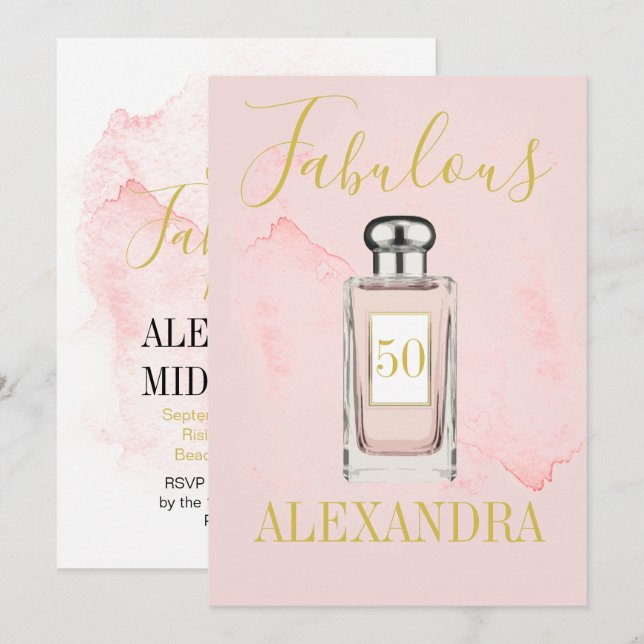 50 and Fabulous French Chic Perfume Monogram Invitation (Front/Back)