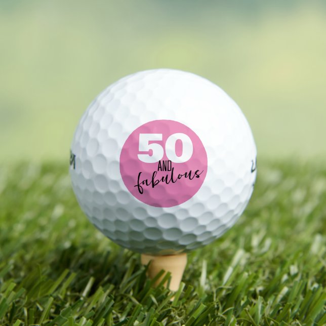 50 and fabulous gift 50th Birthday party pink Golf Balls (Insitu Tee)