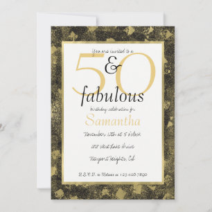 50 and Fabulous Glam Gold Black Party Invite