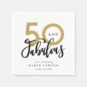 50 and fabulous gold birthday party napkin