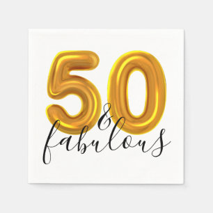 50 and Fabulous Gold Birthday Party Napkin