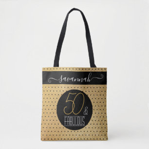 50 and Fabulous Gold Custom Name Birthday Party To Tote Bag