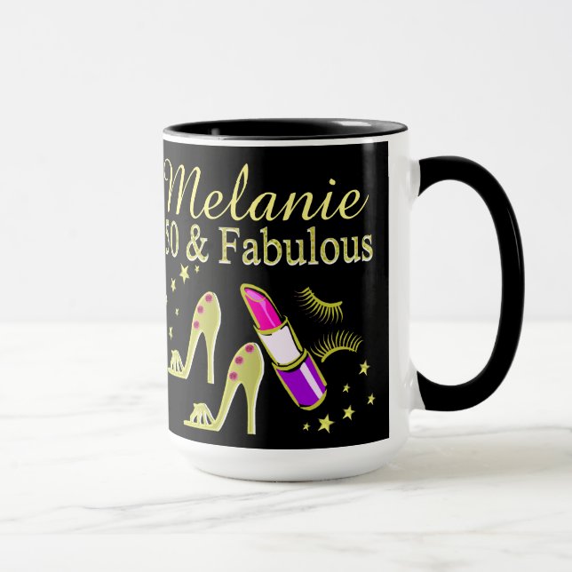 50 AND FABULOUS GOLD DIVA PERSONALIZED MUG (Right)