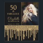 50 and Fabulous Gold Drips Pearl Birthday Party Wine Label<br><div class="desc">Celebrate your 50th birthday in style with these elegant modern black and gold glitter dripping pearl 50th Birthday Party party personalized custom personalized photo bottle labels. You can personalize your fiftieth birthday party celebration. The words "50 and Fabulous" are set using popular typhography. You can personalize with your own photo,...</div>